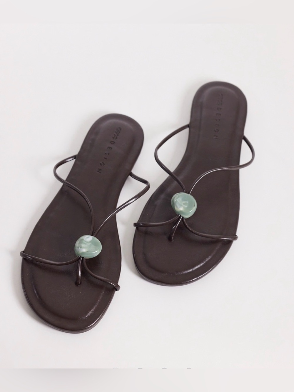Asos Design Fleur skinny strap beaded sandals brown size 8